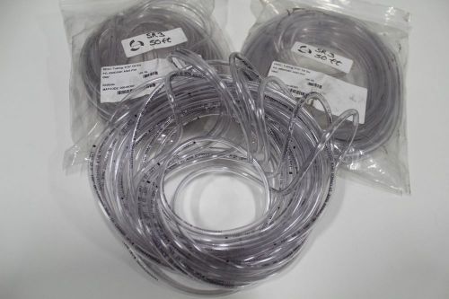 Lot of (3) 50&#039; check-fuild clear liquid transfer pvc medical tubing 3/16 od for sale