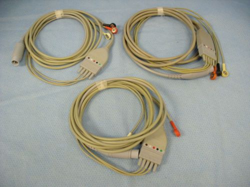 3 datascope 3-lead ecg patient cables w/patient lead set for sale