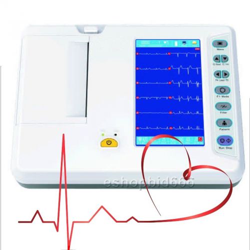 Portable 6 Channel 7 inch Color LCD Digital Electrocardiograph ECG EKG Machine