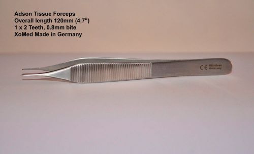 Xomed Adson Tissue Forceps 1 x 2 0.8mm Teeth SS Made in Germany NEW