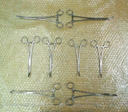 Lot of 8 forceps &amp; clamp: 7 rochester-pean (lg, med, sm) &amp; 1 large babcock clamp for sale
