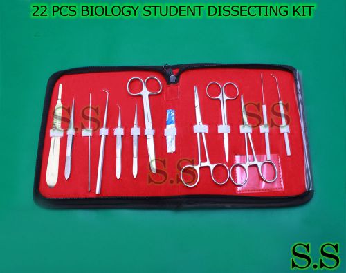 22 pcs biology lab anatomy medical student dissecting kit+ scalpel blades #24 for sale