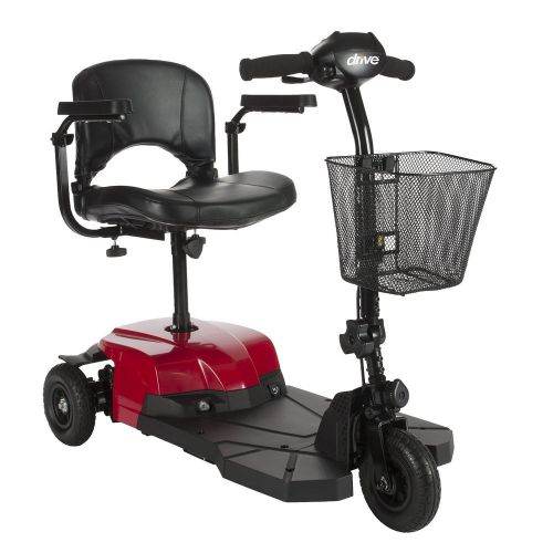 Drive Medical Red Bobcat X3 3 Wheel Compact Transportable Scooter, Black