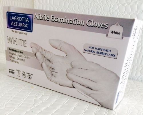 1000 Nitrile Examination Gloves WHITE Color Powder Free Size M