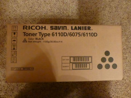 4 - Genuine Ricoh Savin Lanier Black Toner Cartridges - Type 6110D/6075/6110D