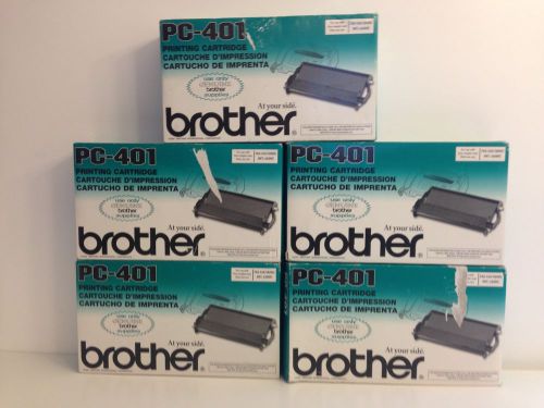 Brother PC-401 Printing Cartridge X5 New in Package, Original OEM, Fax Ribbon