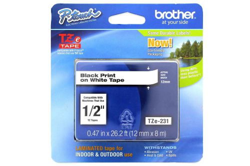 2-pack brother tze-231 p-touch label tape black print on white tape for sale