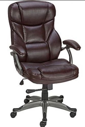 Staples osgood bonded leather managers high back chair, brown for sale