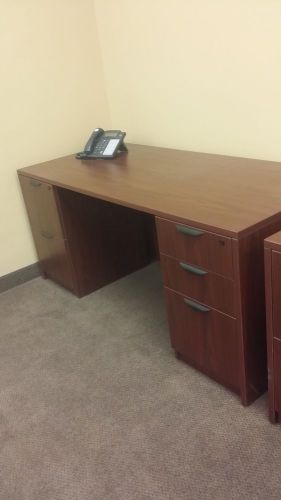 Double Pedestal Office Desk with Legal and Letter Filing Drawer