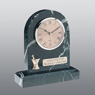 Health Care Logistics C453 Marble Zebra Clock,Personalized Brass Plate-1 Each