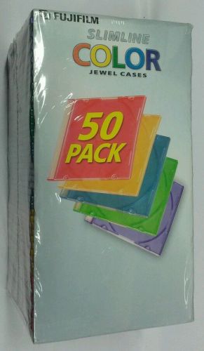 NEW Sealed FujiFilm 50 Pack Slimline Color Jewel Cases CD DVD