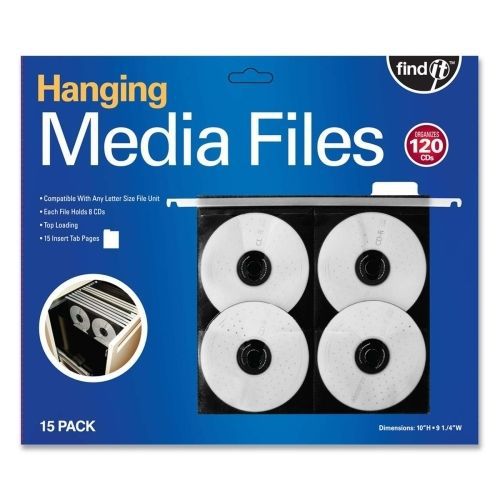 Find It Hanging CD/DVD Page - Top Loading - Poly - Black - 8 CD/DVD