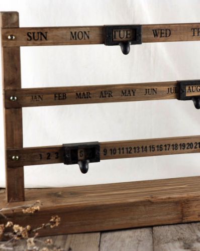 NEW Lone Elm Perpetual Calendar Wood Measuring Tape Ruler Vintage Style