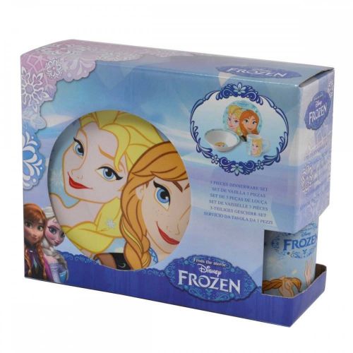 Disney Frozen 3 Piece Child&#039;s Ceramic Dinnerware Breakfast Set Anna Elsa 47066