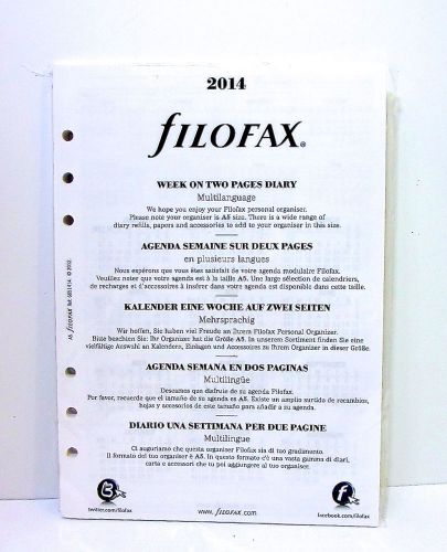 Filofax 2014 Week on Two Pages Diary Calendar Refill NEW Large A5 Size