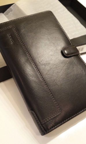 Filofax Holborn Compact Personal Organizer Deluxe Black Leather and matching pen