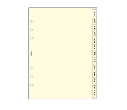Filofax A5 Organiser Cream A-Z Index 2 Letter/Tab Insert Refill Accessory 133053