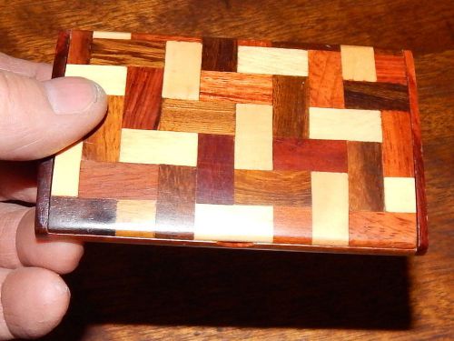 Segmented Wood, Business Card Holder.  Perfect Condition. About 85 Pieces.