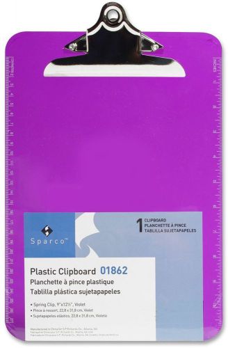 Transparent plastic clipboard 9 x 12 1/2 inches violet functional way for sale