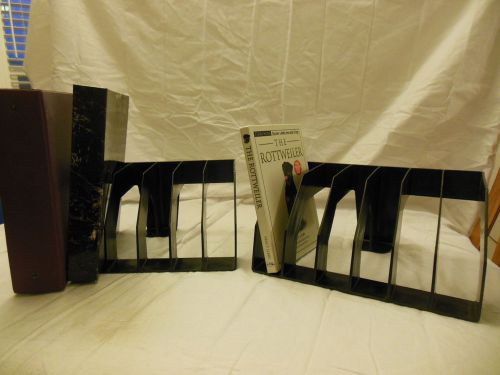Set of 2 rubbermaid desktop binder rack holder organizer 6 - 2 1/4&#034; slots black for sale