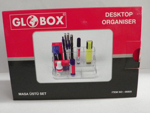 Desk top organizer  pencil pen holder clear white office school home kids for sale