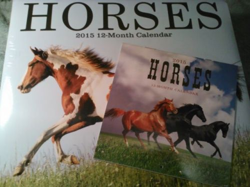 2New Horses12 Month Calendar 2015 Office work home 11&#034;X 12&#034; &amp;Free6&#034;X6&#034;