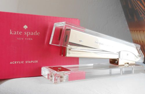 Nwt kate spade new york strike gold stapler acrylic 14k plated new in box for sale