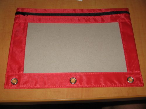 3 Ring Binder Pouch Pencil Bag  Zippered Clear View Window New Red Lot of 20