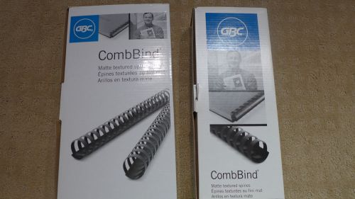 NEW GBC CombBind  Lot of (2) Boxes 3/8&#034; and 1/2&#034; Black Matte Textured Spines