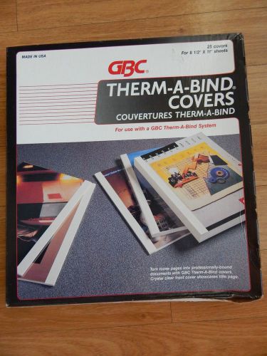 1/2&#034; Spine GBC White Grain Therm-A-Bind Covers 25pk  2513533 Size 8.5&#034; X 11&#034;