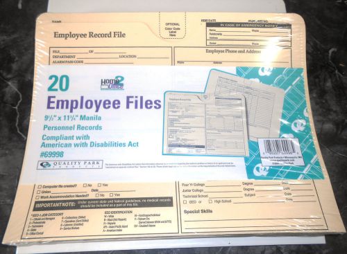 20 NEW QUALITY PARK PRODUCTS 69998 EMPLOYEE PERSONNEL RECORD JACKETS FILE FOLDER