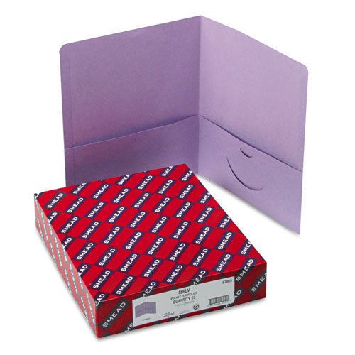 Two-Pocket Folders, Embossed Leather Grain Paper, Lavendar, 25/Box
