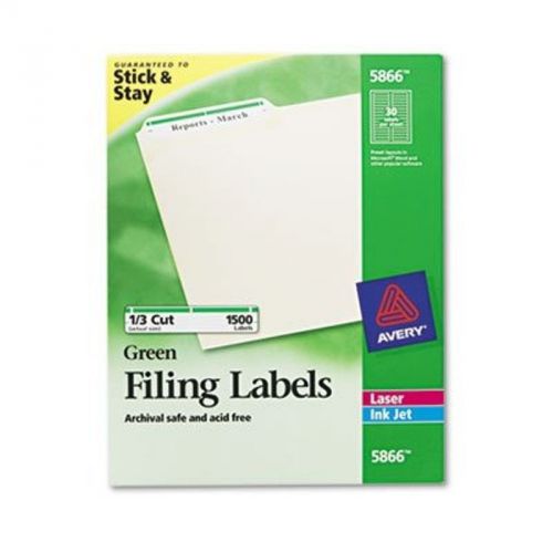 Avery 5866 Self-Adhesive Laser/Inkjet File Folder Labels, Green Border,1500/Box,