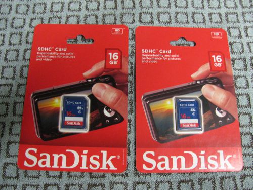 32gb ( 2 16gb Cards) BRAND NEW SanDisk SDHC HD Video Class 4 Flash Memory Card