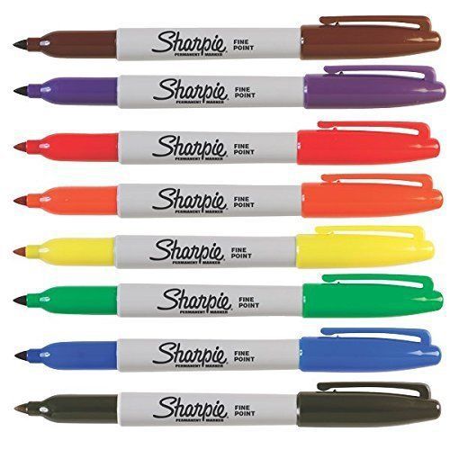Sharpie fine permanent marker pens assorted colours pack of 8 in wallet for sale