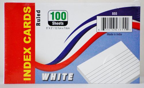 Index Cards Ruled White - 5&#034; x 3&#034; - 100 Sheets - Case Of 36