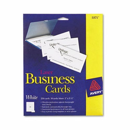Avery Laser Business Cards, 2 x 3 1/2, White, 10 Cards/Sheet, 250/Pack (AVE5371)