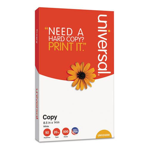 Universal Copy Paper, 92 Brightness, 8.5 x 14, White, 5000/Pack - UNV24200