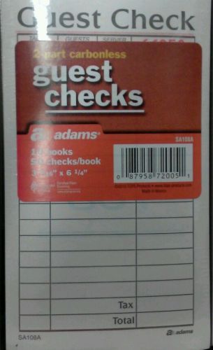 Adams 2-Part Carbonless Guest Checks 10 Books/50 Checks Per Book - SALE