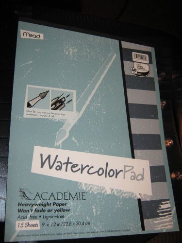 Mead Watercolor Pad 9&#034;x12&#034;, 15 Sheets, Fade-resistant, White-Made in USA