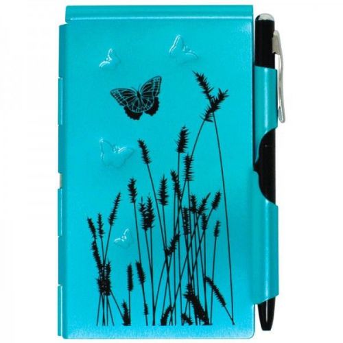 Wellspring Blue Butterfly Flip Notes with Retractable Pen