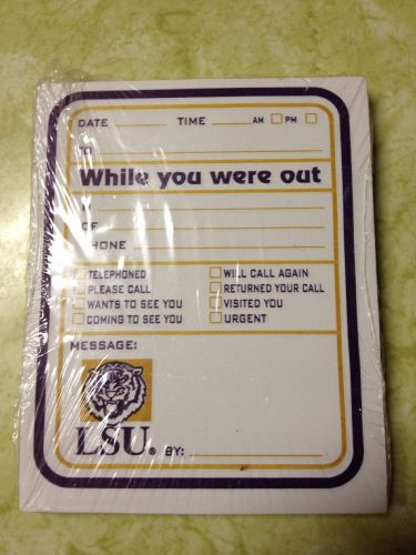 Louisiana State University LSU While You Were Out Message Pad 200 Count 4&#034; X 5&#034;