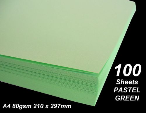 100 Sheets PASTEL GREEN A4 Coloured Copy Paper - 210x297mm 80gsm
