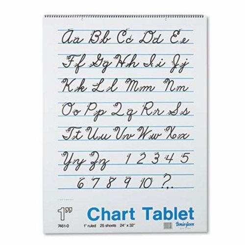 Pacon Chart Tablets w/Cursive Cover, Ruled, 24 x 32, White, 25 Sheets (PAC74610)