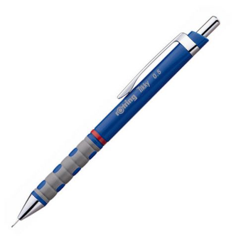 Rotring tikky mechanical pencil 0.5 mm blue color fine lead drawer soft grip for sale