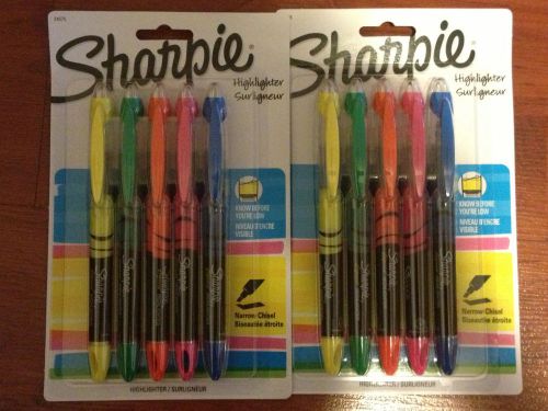 (2) Sharpie Assorted Liquid Pen-Style 5 Colored Highlighters Narrow Chisel 24575