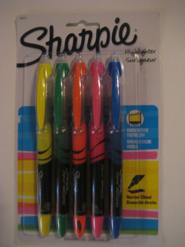 Sharpie Highlighters-Micro Chisel Marker-Assorted-5/Pack 5 DIFFERENT COLORS NEW