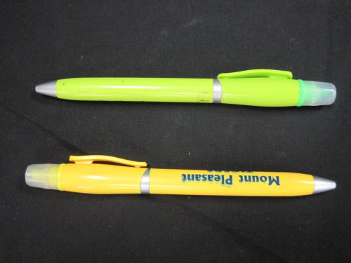Highlighter Pen combo! 1 Green 1 Yellow highlighter Pens all in one! Black ink,