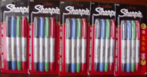 5 Packages Sharpie Permanent Markers 2 Tips Fine &amp; Ultra Fine Colors 5X4=20