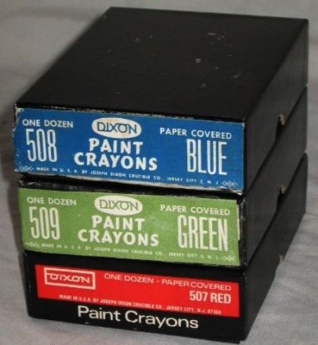 *DIXON*Industrial*PAINT CRAYONS*3 Boxes*One DOZEN EACH*Green*RED*Blue*Lot*NOS*nr